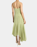 DAVINA Sleeveless Fit and Flare Midi Dress in Silk Crepe De Chine