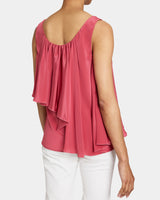 BONNIE Sleeveless Silk Top with Asymmetric Ruffle Panel