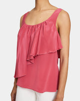 BONNIE Sleeveless Silk Top with Asymmetric Ruffle Panel