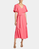 ALEXANDRA Ruffled Midi Dress in Silk Crepe de Chine