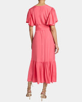 ALEXANDRA Ruffled Midi Dress in Silk Crepe de Chine