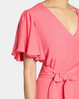 ALEXANDRA Ruffled Midi Dress in Silk Crepe de Chine