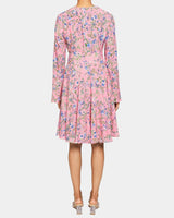 RONI Long Sleeve Fit and Flare Dress in Stretch Floral Print