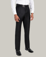 Black, Flat Front Trouser, Loro Piana Wool Fabric, Made in Italy