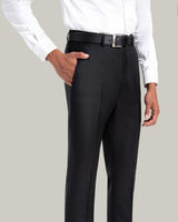 Black, Flat Front Trouser, Loro Piana Wool Fabric, Made in Italy