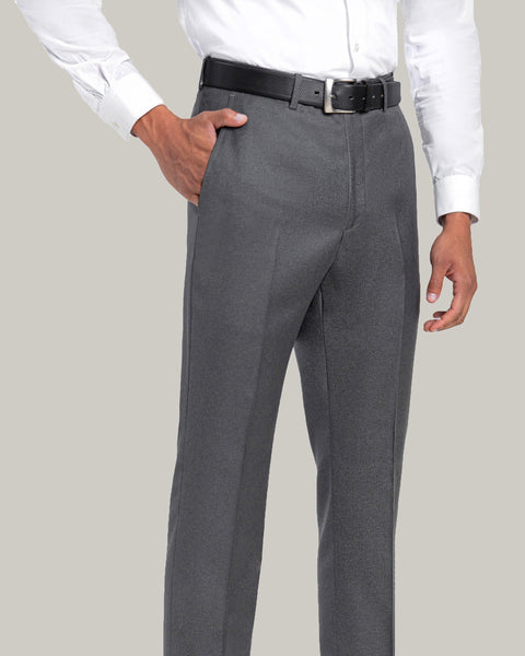 Santorelli Grey Loro Piana Wool Flat Front Dress Pants, Italian Made, Wrinkle Resistant, Trousers Men Size 52