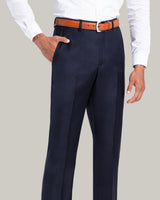 Navy, Flat Front Trouser, Loro Piana Wool Fabric, Made in Italy