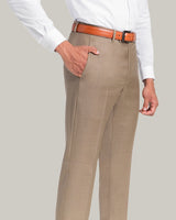 Tan, Flat Front Trouser, Loro Piana Wool Fabric, Made in Italy