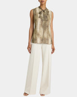 TECA Sleeveless Tie Neck Blouse in Animal Printed Georgette