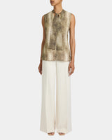 TECA Sleeveless Tie Neck Blouse in Animal Printed Georgette