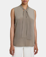 TECA Silk Sleeveless Tie Neck Blouse