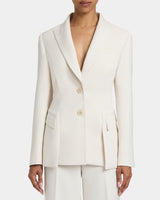 MIMI Double Button Open Flap Jacket in Soft Stretch Crepe