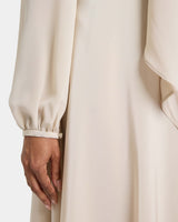 JENN Silk Midi Dress with Drop Neck Tie