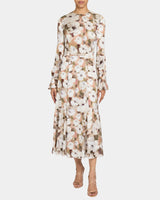 BREA Long Sleeve Midi Dress in Floral Printed Georgette