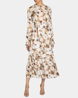 BREA Long Sleeve Midi Dress in Floral Printed Georgette