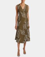 URSA Sleeveless Faux Wrap Dress with Metal Buckle