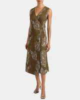 URSA Sleeveless Faux Wrap Dress with Metal Buckle