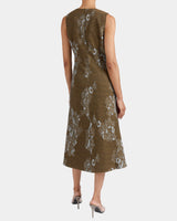 URSA Sleeveless Faux Wrap Dress with Metal Buckle