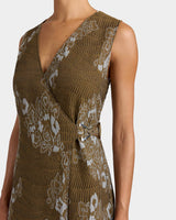 URSA Sleeveless Faux Wrap Dress with Metal Buckle