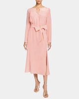 TESSA Long Sleeve Midin Fit and Flare Sress in Silk Crepe de Chine