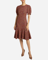 DASIA Sheath Tweed Dress with Puff Sleeves