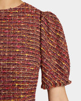 DASIA Sheath Tweed Dress with Puff Sleeves