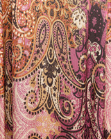 RACHEL Long Sleeve Asymmetric Midi Dress in Printed Charmeuse