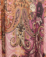 RACHEL Long Sleeve Asymmetric Midi Dress in Printed Charmeuse