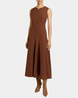 SUNNY Sleeveless Midi Dress with Front Zipper in Stretch Crepe