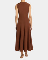 SUNNY Sleeveless Midi Dress with Front Zipper in Stretch Crepe