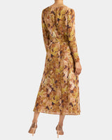PIPER Long Sleeve Cowl Neck Dress in Floral Crepe