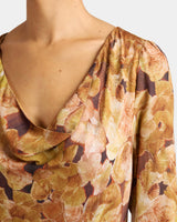 PIPER Long Sleeve Cowl Neck Dress in Floral Crepe