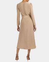 PIPER Long Sleeve Cowl Neck Silk Dress
