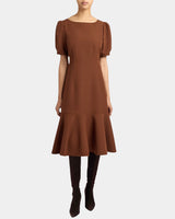 DASIA Sheath Dress with Short Puff Sleeves in Soft Stretch Crepe