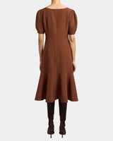 DASIA Sheath Dress with Short Puff Sleeves in Soft Stretch Crepe