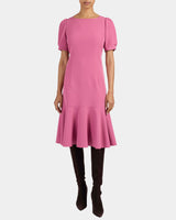 DASIA Sheath Dress with Short Puff Sleeves in Soft Stretch Crepe