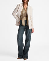 MIMI Double Button Open Flap Jacket in Soft Stretch Crepe