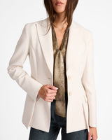 MIMI Double Button Open Flap Jacket in Soft Stretch Crepe