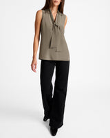 TECA Silk Sleeveless Tie Neck Blouse