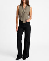 TECA Silk Sleeveless Tie Neck Blouse