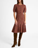 DASIA Sheath Tweed Dress with Puff Sleeves
