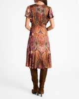 GRAZIA Flutter Sleeve Sheath Dress in Printed Charmeuse