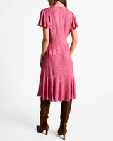 GRAZIA Flutter Sleeve Sheath Dress in Floral Jacquard