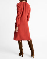 JAYDA Silk Long Sleeve Ruffle Dress
