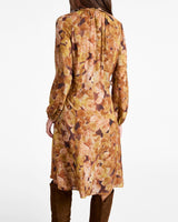 JAYDA Long Sleeve Ruffle Dress in Floral Crepe