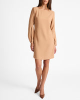 PAULI Shift Dress with Grommet Detail in Satin Back Crepe
