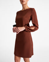 PAULI Shift Dress with Grommet Detail in Satin Back Crepe
