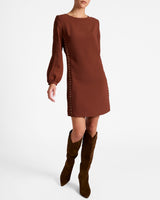 PAULI Shift Dress with Grommet Detail in Satin Back Crepe