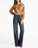 SKYLA Long Sleeve Ruffle Blouse in Floral Crepe