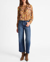 SKYLA Long Sleeve Ruffle Blouse in Floral Crepe